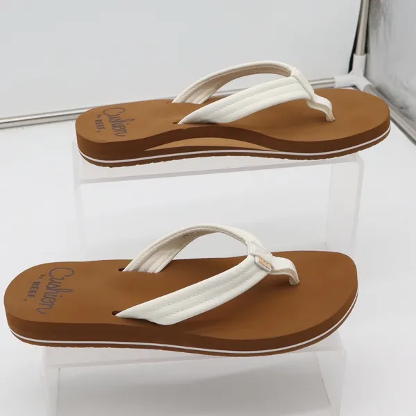 Reef Flip Flop Womens 7 Cushion Breeze White Tan Padded Beach Sandal Excellent - Image 2