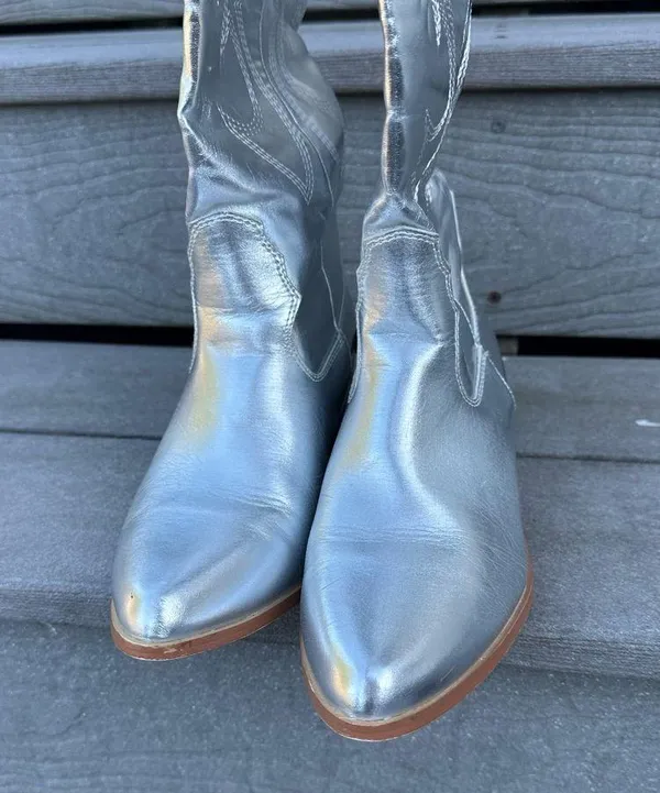 Silver Metallic Cowgirl Boots Cute Country Western Fashion Rave, Festival - Image 5