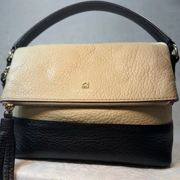 Kate Spade Southport Avenue Maria Ivory Black Leather Satchel Crossbody Bag - Image 3