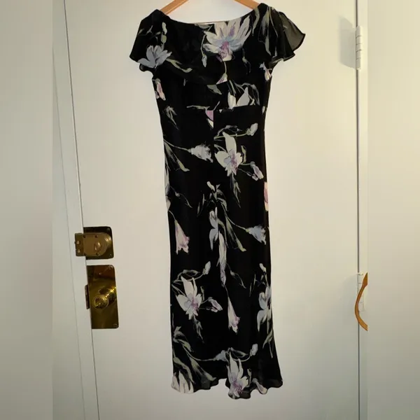 Evan Picone Size 8 Floral 90s Y2K Fairy Dress Flutter Sleeve - Image 7