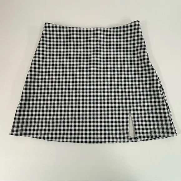 Princess Polly‎ Black and White Gingham Slit Skirt Size 6 NWT - Image 2