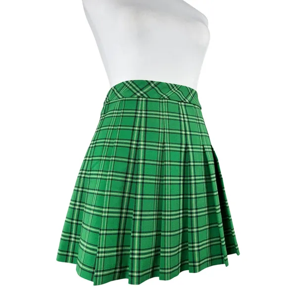 Aritzia Sunday Best Kelly Green, Black & White Pleated Mini Skirt - Image 5
