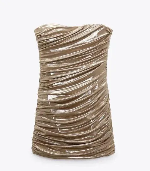 ZARA dress mini wrap sleeveless golden bodycon fitted party coctail wedding - Image 14