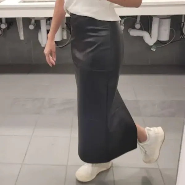 Rosetta Getty Black Faux Leather Maxi Skirt Size 8 Western Pencil Designer $300 - Image 2
