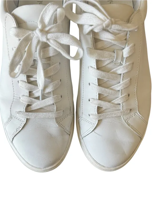 J.McLaughlin - Angelique White Leather Lace-Up Sneakers Tan Accent Sz 9M - Image 2