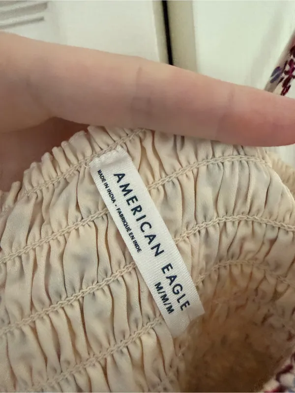 NWT American Eagle Bella Floral Bubble Mini Dress in Cream Size Medium - Image 5