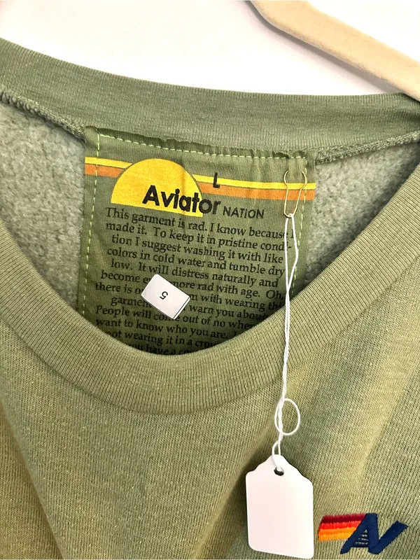 Aviator Nation Classic Stripe Cropped CREW Sweatshirt RELAXED NWT Large - Image 5