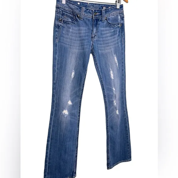 Miss Me Womens Bootcut Low Rise Distressed Jeans 29 Fleur De Lis Jean Y2K - Image 2