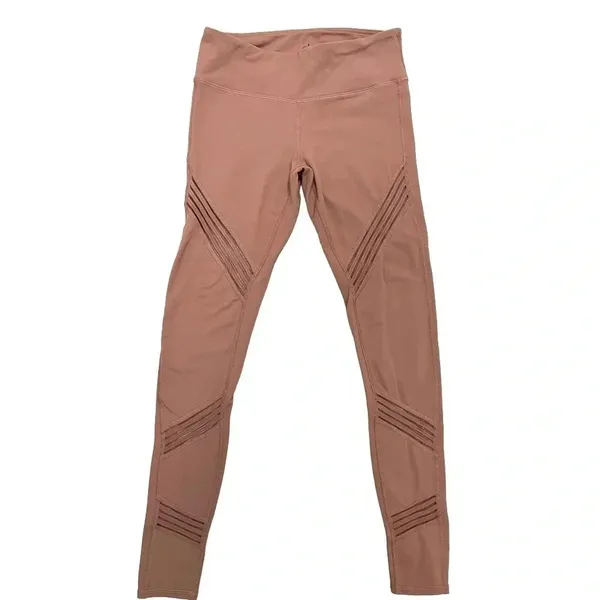 Alo Yoga Ultimate Stripe Mesh Leggings Pink Rosewater Athletic Pants Size S - Image 4