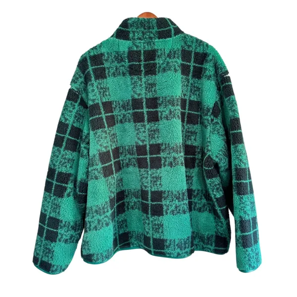 Aerie OFFLINE Green Black Plaid Quarter Zip Fleece‎ Pullover XXL/TTG - Image 10