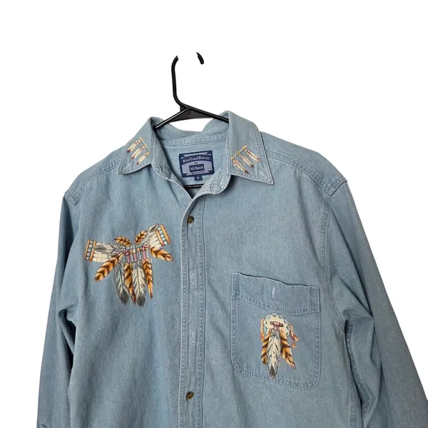 Vintage Real Good Denim By All Sport Denim Long Sleeve Button Up Shirt Small - Image 3