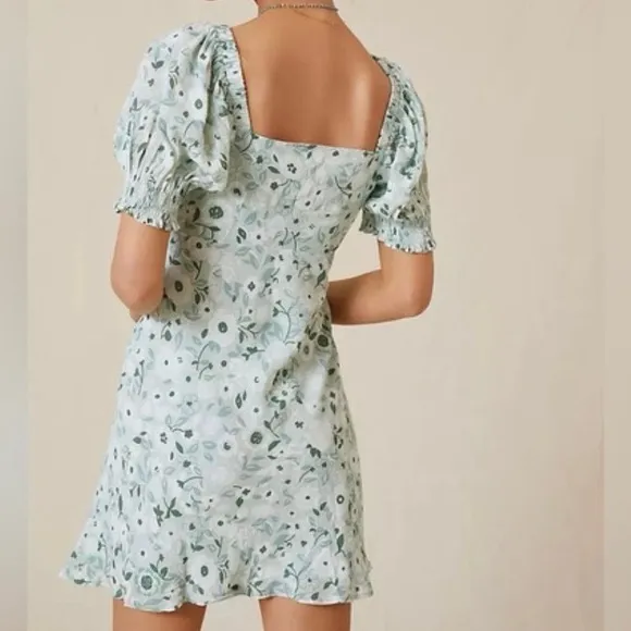 Anthropologie Forever That Girl Sweetheart‎ Floral Mini Dress Mint size small - Image 3