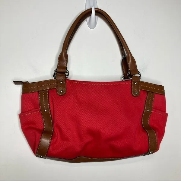 Fossil red‎ canvas handbag - Image 4