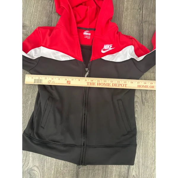 Nike Womens S Red Black White Colorblock Full Zip Hoodie Nike Fit Track Jacket - Image 6