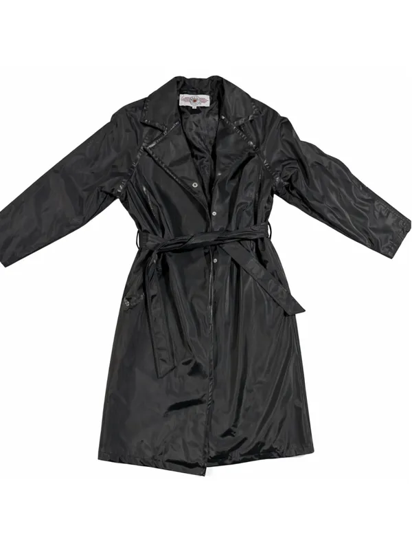 Vintage MALJUT Sportswear Long Coat M Black Cyberpunk 90s Trench Unisex - Image 2