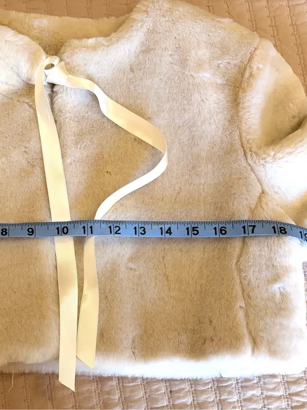 Caslon Cream Faux-Fur Tie-Neck Cropped Jacket Size L Vintage - Image 5