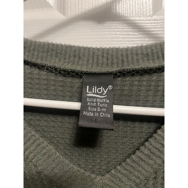 Women's Olive Green‎ Solid Waffle Knit Tunic by Lidy S/M - Image 3