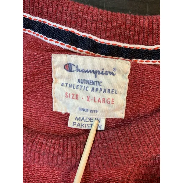 Champion Sweatshirt Womens XL Burgundy Crew Neck Appliqué‎ Logo Basic Classic - Image 5