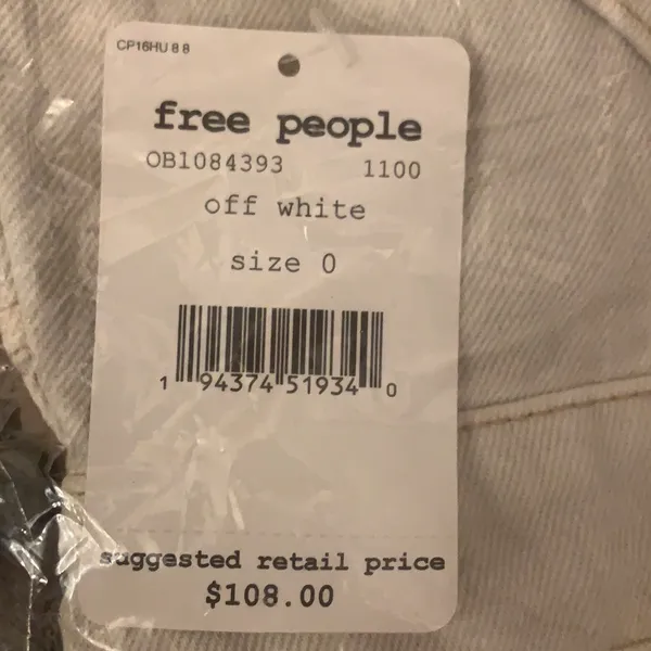 Free people white denim baggy overalls short jumper shortalls - Image 2