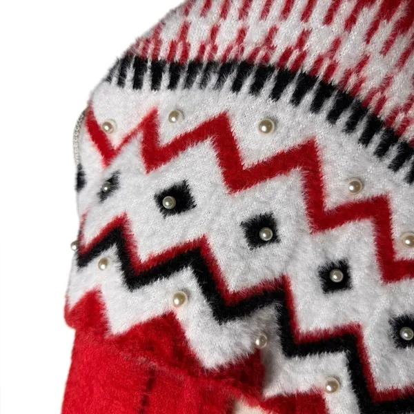 Boston Proper Pearl Embellished Scarf Red Multi - Image 3