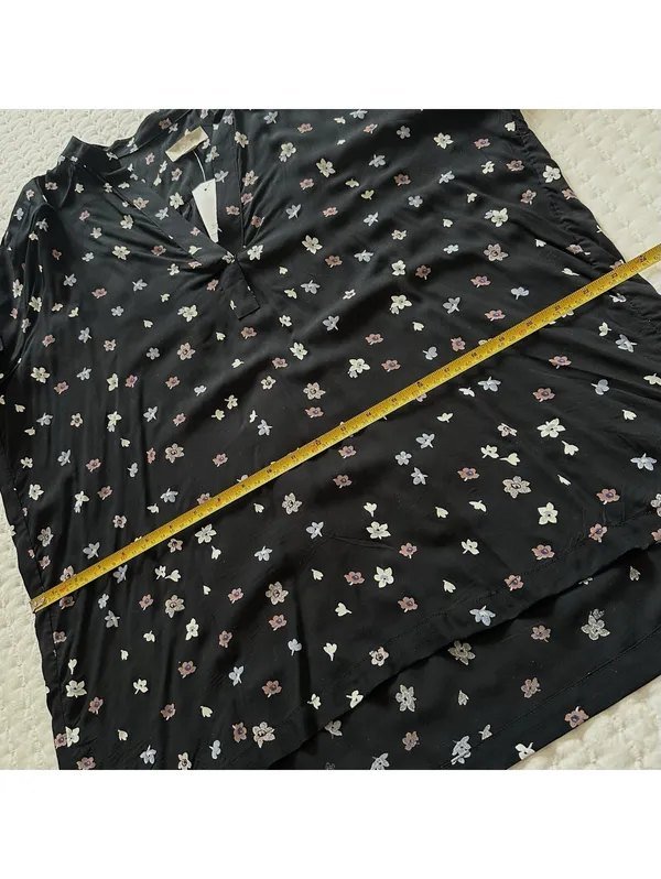 LOFT Outlet Black Floral V Neck Long Sleeve Blouse Top L Large NWT 100% Rayon - Image 7