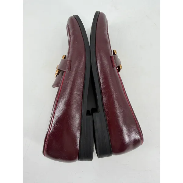 Time and Tru Loafers Women Size 6 Burgundy Gold Bit Hardware Preppy Old Money - Image 6