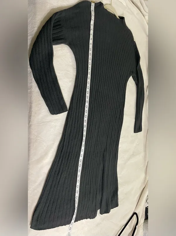 aerie Ribbed Knit Midi Sweater Dress in Grey Size M - Image 6