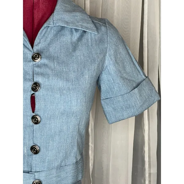 Skirt set swing skirt button up top Gray - Image 6