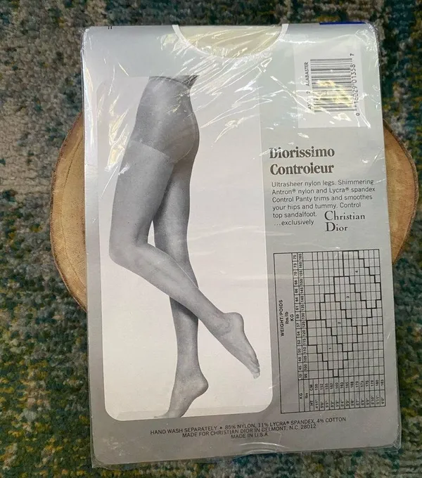 Christian Dior Vintage alabaster control top ultra sheer sandalfoot pantyhose - Image 4