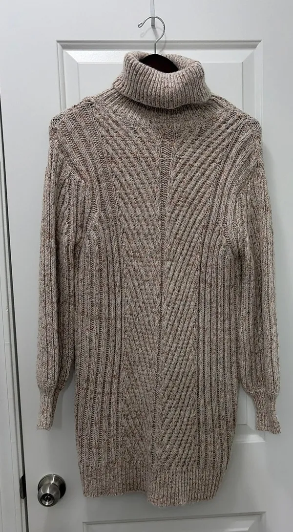 Bohme Ivory Cream Turtleneck Sweater Dress Chunky Knit NWT Women's Small - Image 2