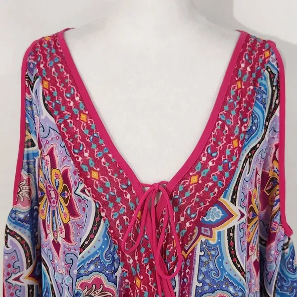 Nicole Miller Pink Paisley Blouse Size Medium Paisley Print Top - Image 2