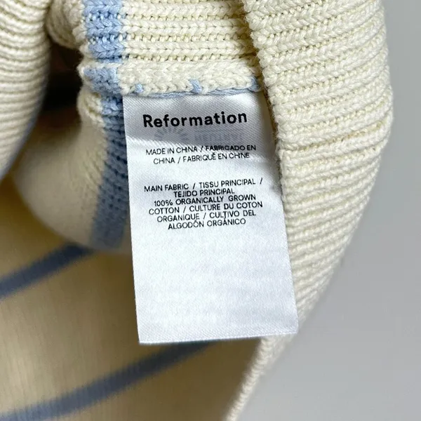 REFORMATION Janey Cotton Sweater Vest in Pablo Stripe Size Small - Image 5