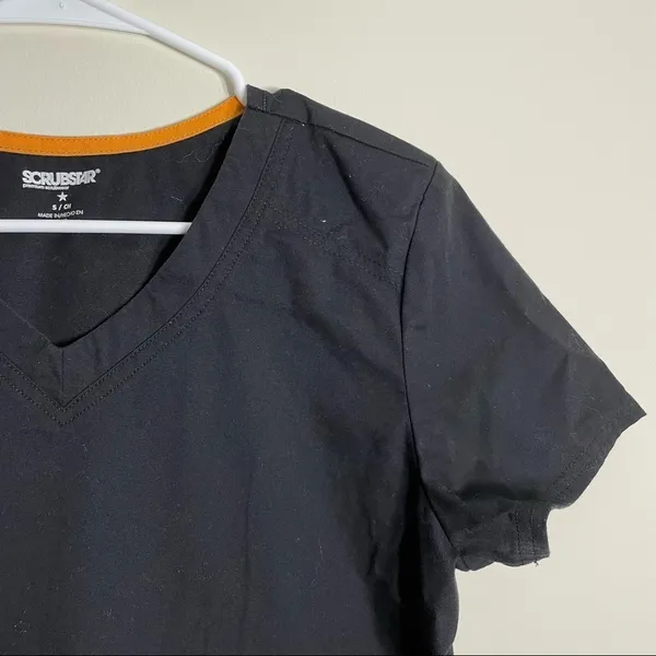 Scrubstar black scrub nurse top shirt‎ short sleeves pockets comfortable women’s - Image 2