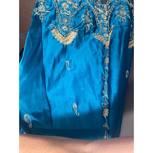 Soft Surroundings peacock teal Indian embroidered vintage medium (b57) - Image 10