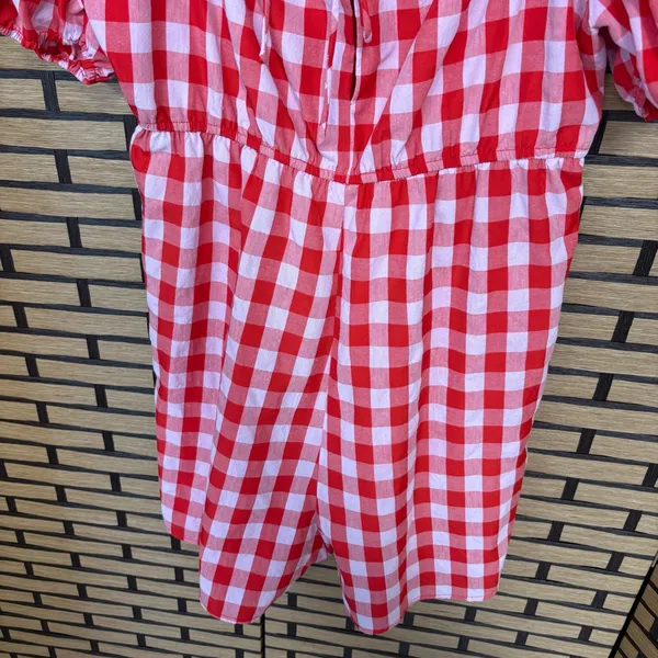 Day + Moon Pink‎ And Red Plaid Romper Size Large Pink - Image 5