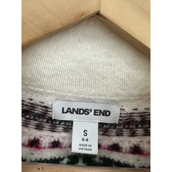 Lands End Green Fair Isle Turtleneck Sweater Nordic Après Ski Christmas Winter S - Image 5