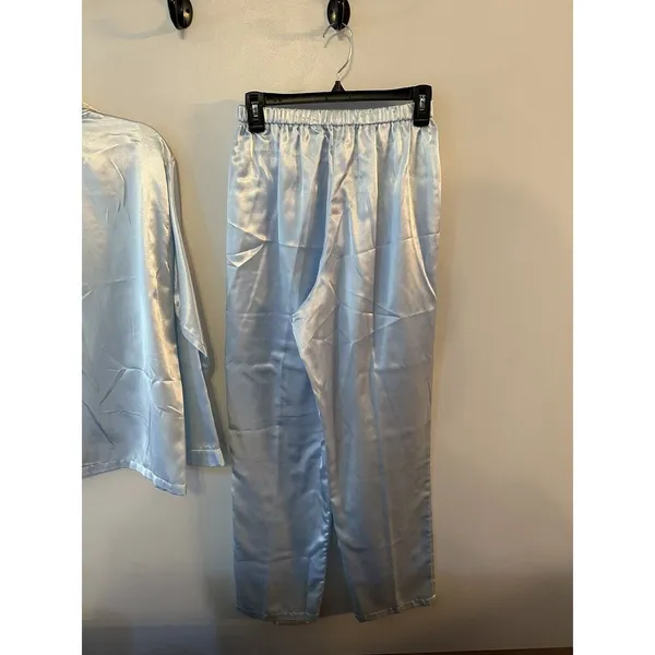 Jenny Buchanon Intimates Pajama Set Small Blue Button Shirt Pull On Pant NEW - Image 3