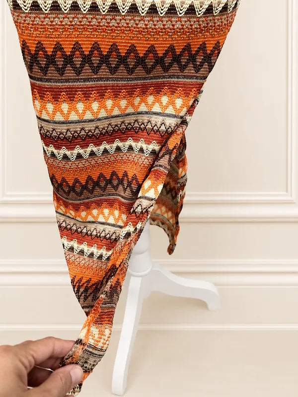 Y2K Boho Geometric Open-Knit Bodycon Maxi Dress Small Missoni Inspired Boho Chic - Image 4