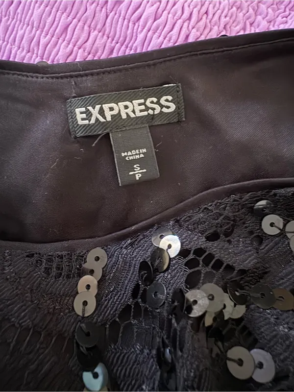 Express Black Sequin Lace Detail Skirt - Image 3