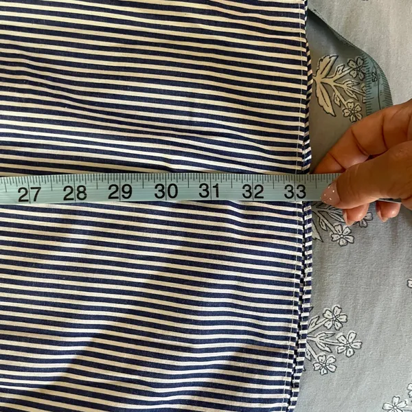 J.Crew Blue White Striped Midi Skirt Elastic Waist Cotton Blend Size M - Image 6