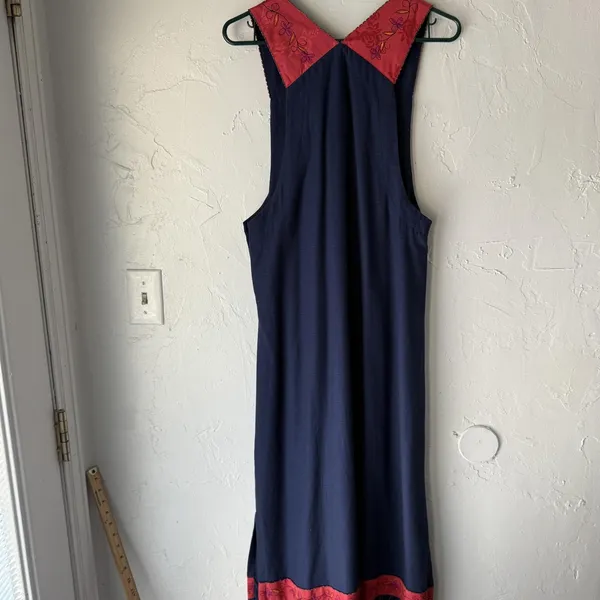 Source Unknown Boho Maxi Dress Vintage Artsy Large Embroidered Floral‎ Sleeveless Ethnic Beaded - Image 10