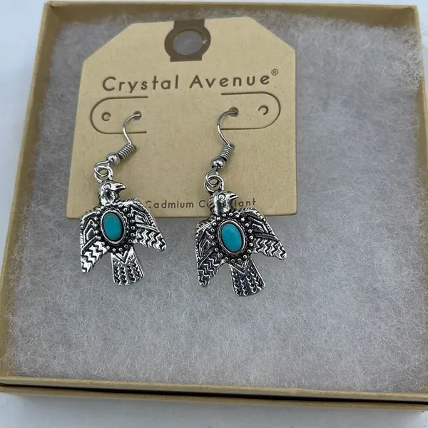 NWT Crystal Avenue Thunderbird earrings Blue - Image 3