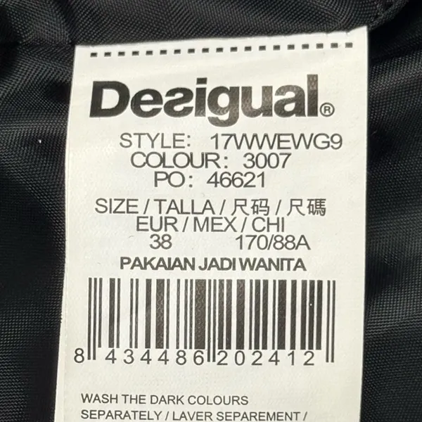 Desigual Heart Pattern‎ Down Feather Puffer Jacket High Neck Assymetric Zip - Image 11