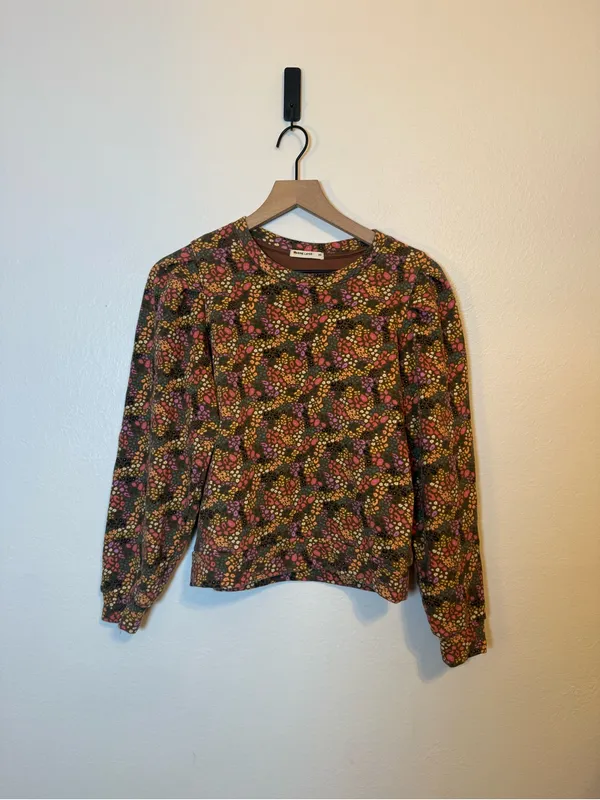 Marine Layer Floral Print‎ Puff Sleeve Organic Cotton Blend Sweatshirt - Image 2