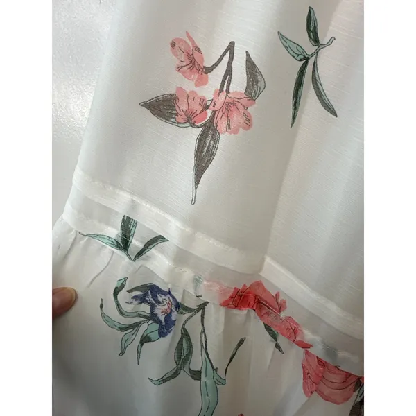 Anthropologie Somerset Strapless Floral Chiffon Midi Dress Ivory‎ NWT Size L - Image 8