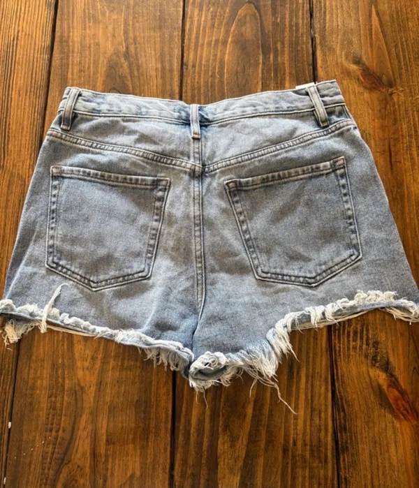 PacSun Light Blue Denim Shorts with Frayed Hem - Image 3
