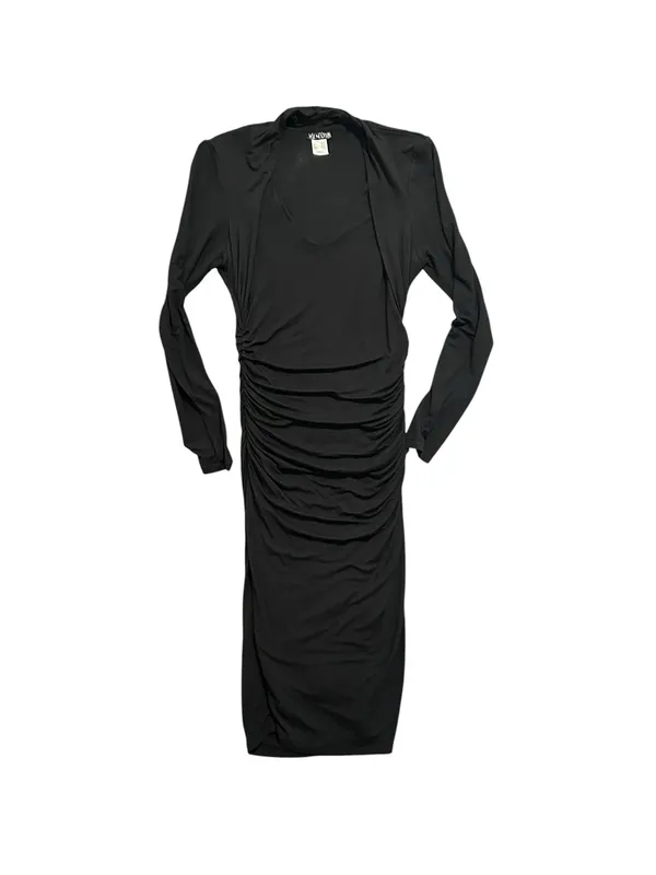 VENUS Black Long Sleeve‎ Ruched Midi Dress - Image 6