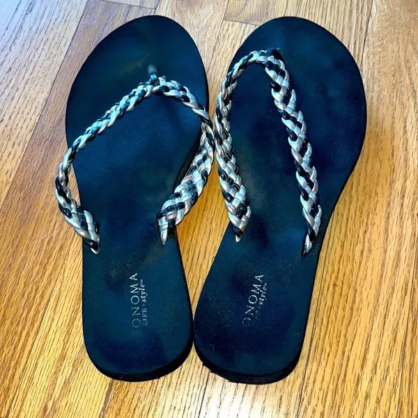 Sonoma Black Braided Thong Flip Flops- Possible Size 8.5/9? - Image 3