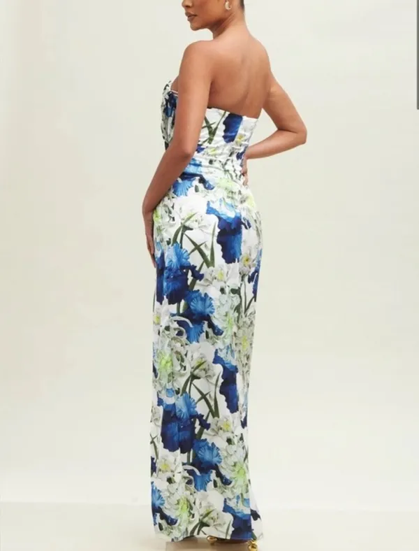 Luxxel NWT Strapless Blue Floral Maxi Dress size L - Image 2