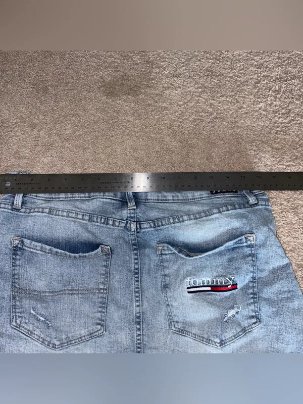Tommy Hilfiger Light Blue Distressed Denim Mini Skirt - Image 5